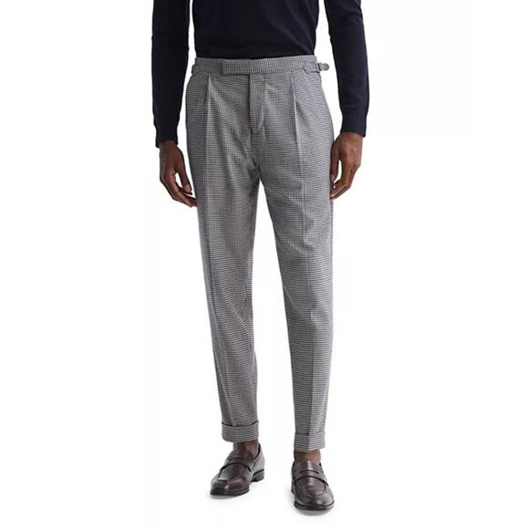 Reiss Other - Reiss sz 30 waist brown black check cuffed slim leg dress pants MP25